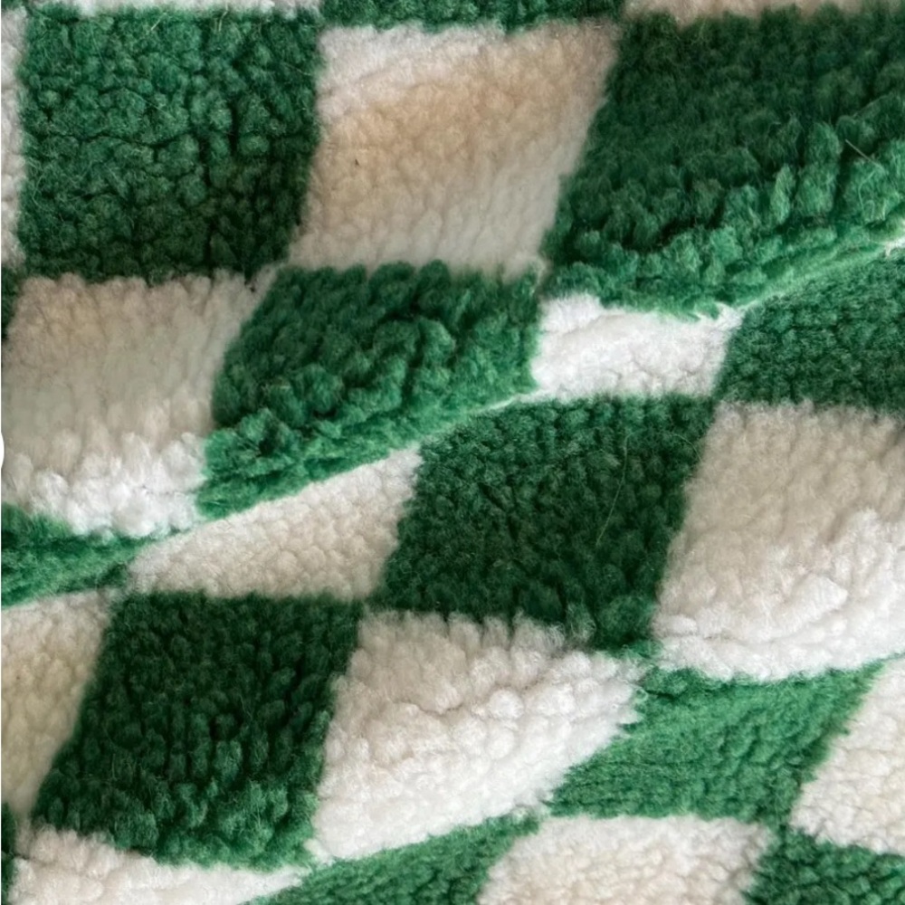 Checkered Squares Sherpa Fleece Fabric